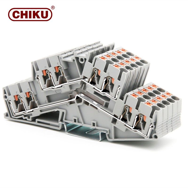 Push-in terminal blocks in an industrial automation panel